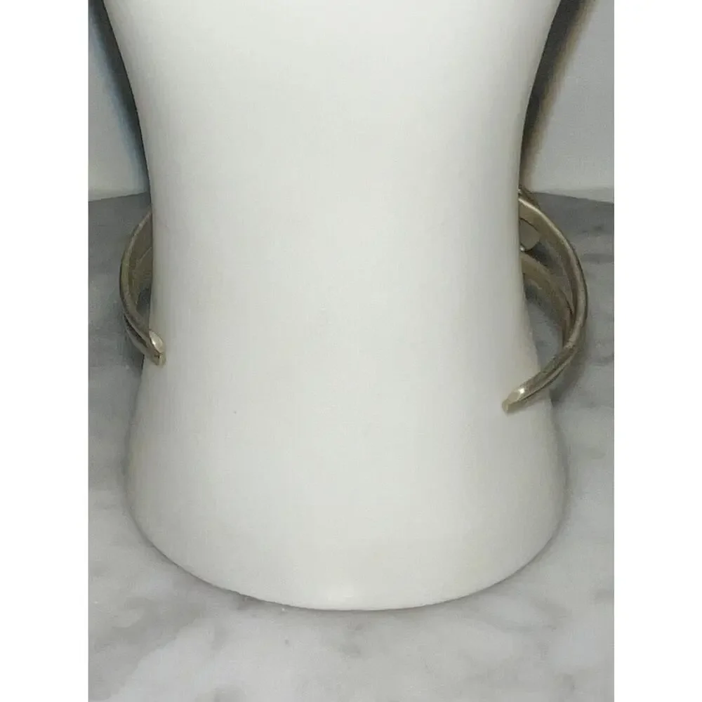 Vintage Hecho Mexico Silver Abalone Inlay Cuff Bracelet